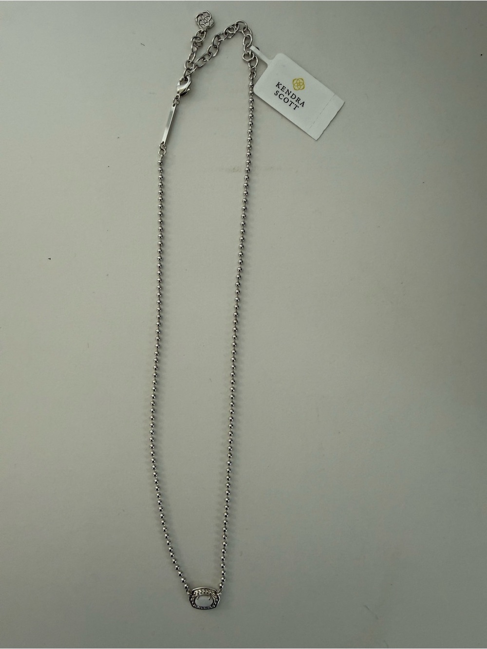 NWT Kendra Scott Emilie Beaded Necklace Silver White Mother Of Pearl